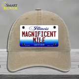 Magnificent Mile Illinois Novelty License Plate Hat Unconstructed Cotton / Khaki