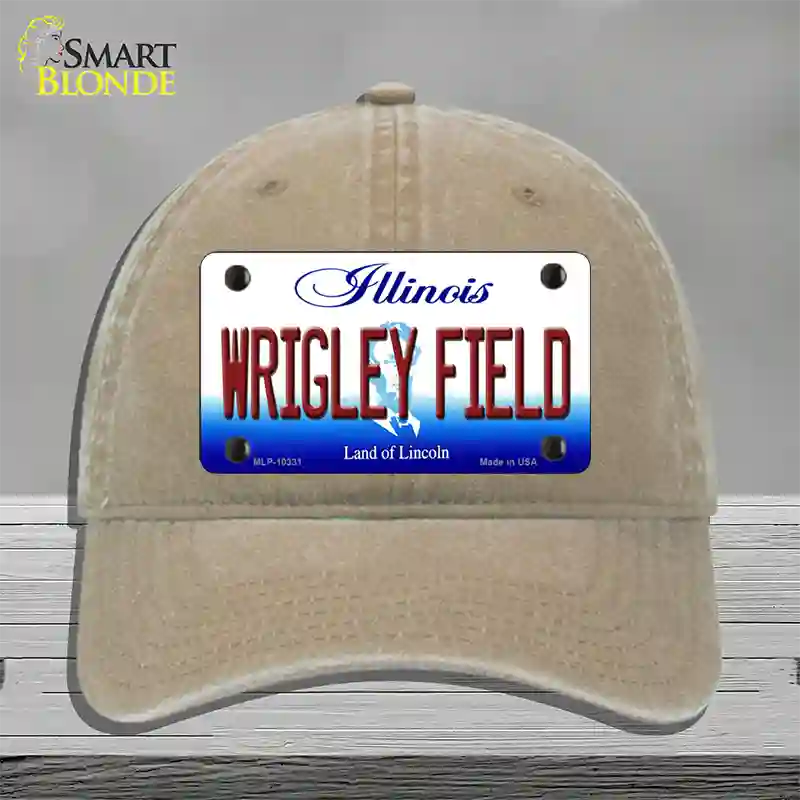 Wrigley Field Illinois Novelty License Plate Hat Unconstructed Cotton / Khaki