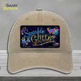 Sparkle And Glitter Novelty License Plate Hat Unconstructed Cotton / Khaki