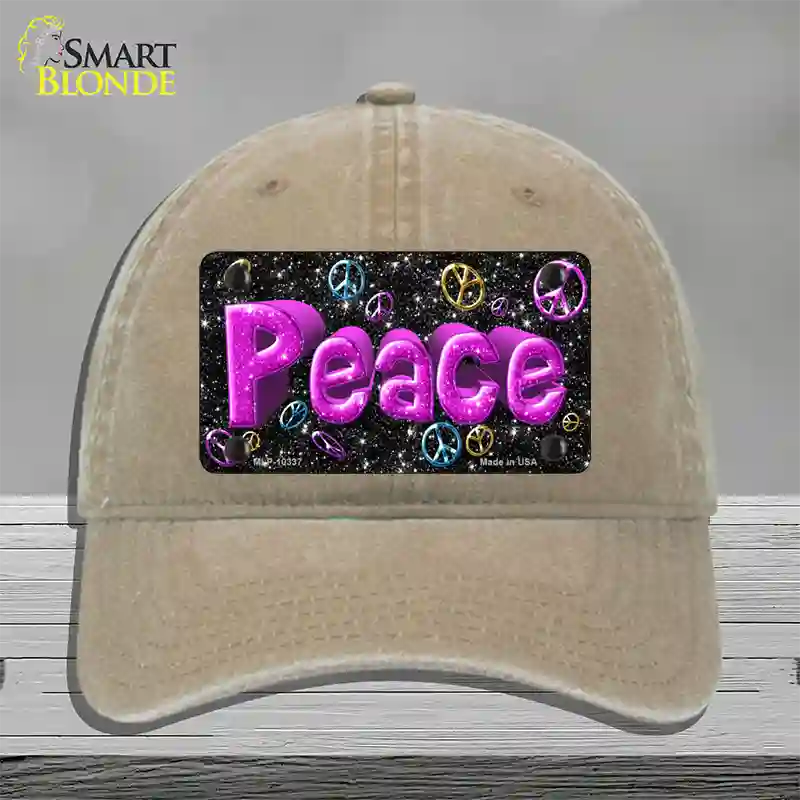 Peace Novelty License Plate Hat Unconstructed Cotton / Khaki