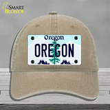 Oregon Tree Novelty License Plate Hat Unconstructed Cotton / Khaki