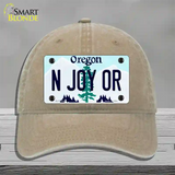 N Joy OR Oregon Novelty License Plate Hat Unconstructed Cotton / Khaki