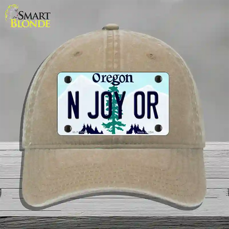 N Joy OR Oregon Novelty License Plate Hat Unconstructed Cotton / Khaki