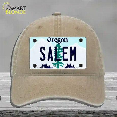 Salem Oregon Novelty License Plate Hat Unconstructed Cotton / Khaki