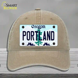 Portland Oregon Novelty License Plate Hat Unconstructed Cotton / Khaki