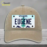 Eugene Oregon Novelty License Plate Hat Unconstructed Cotton / Khaki