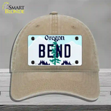 Bend Oregon Novelty License Plate Hat Unconstructed Cotton / Khaki