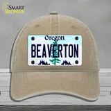 Beaverton Oregon Novelty License Plate Hat Unconstructed Cotton / Khaki