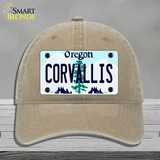 Corvallis Oregon Novelty License Plate Hat Unconstructed Cotton / Khaki