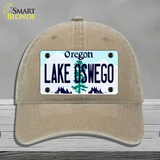 Lake Oswego Oregon Novelty License Plate Hat Unconstructed Cotton / Khaki