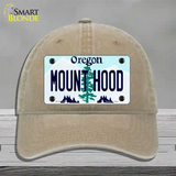 Mount Hood Oregon Novelty License Plate Hat Unconstructed Cotton / Khaki