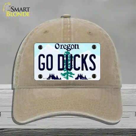 Go Ducks Oregon Novelty License Plate Hat Unconstructed Cotton / Khaki