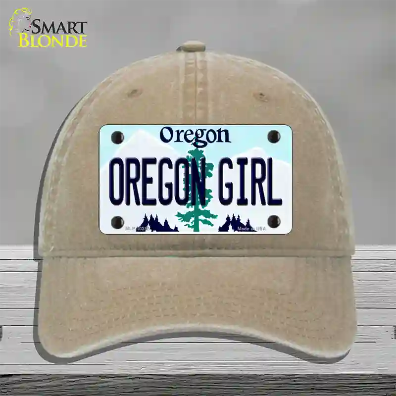 Oregon Girl Oregon Novelty License Plate Hat Unconstructed Cotton / Khaki