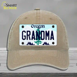 Grandma Oregon Novelty License Plate Hat Unconstructed Cotton / Khaki