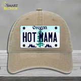 Hot Mama Oregon Novelty License Plate Hat Unconstructed Cotton / Khaki