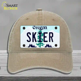 Skier Oregon Novelty License Plate Hat Unconstructed Cotton / Khaki