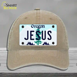 Jesus Oregon Novelty License Plate Hat Unconstructed Cotton / Khaki