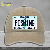 Fishing Oregon Novelty License Plate Hat Unconstructed Cotton / Khaki