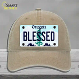 Blessed Oregon Novelty License Plate Hat Unconstructed Cotton / Khaki