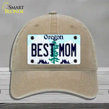 Best Mom Oregon Novelty License Plate Hat Unconstructed Cotton / Khaki