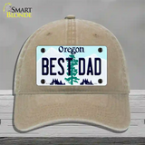 Best Dad Oregon Novelty License Plate Hat Unconstructed Cotton / Khaki