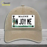 N Joy ME Maine Novelty License Plate Hat Unconstructed Cotton / Khaki