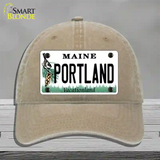 Portland Maine Novelty License Plate Hat Unconstructed Cotton / Khaki