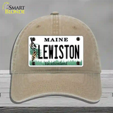 Lewiston Maine Novelty License Plate Hat Unconstructed Cotton / Khaki