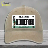 Biddeford Maine Novelty License Plate Hat Unconstructed Cotton / Khaki