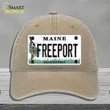 Freeport Maine Novelty License Plate Hat Unconstructed Cotton / Khaki