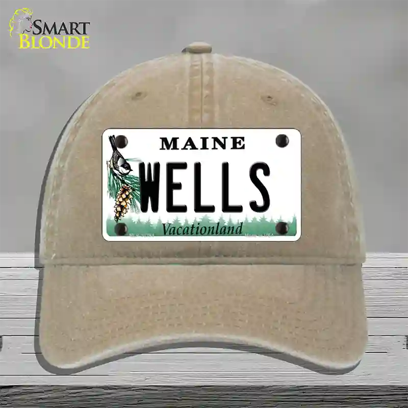 Wells Maine Novelty License Plate Hat Unconstructed Cotton / Khaki