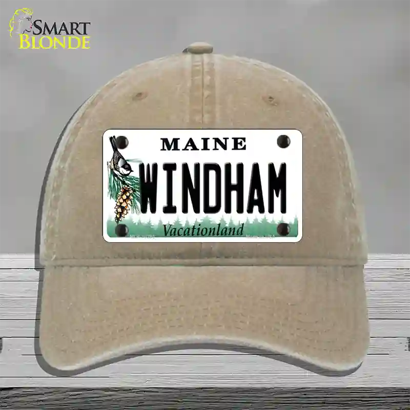 Windham Maine Novelty License Plate Hat Unconstructed Cotton / Khaki