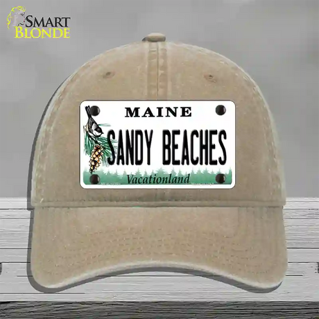 Sandy Beaches Maine Novelty License Plate Hat Unconstructed Cotton / Khaki