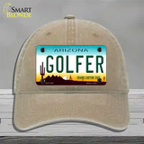 Golfer Arizona Novelty License Plate Hat Unconstructed Cotton / Khaki