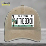 At The Beach Maine Novelty License Plate Hat Unconstructed Cotton / Khaki