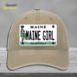 Maine Girl Novelty License Plate Hat Unconstructed Cotton / Khaki