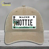 Hottie Maine Novelty License Plate Hat Unconstructed Cotton / Khaki