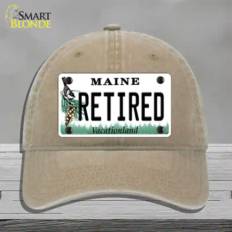 Retired Maine Novelty License Plate Hat Unconstructed Cotton / Khaki