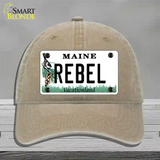 Rebel Maine Novelty License Plate Hat Unconstructed Cotton / Khaki