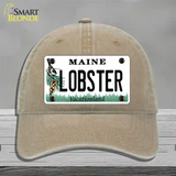 Lobster Maine Novelty License Plate Hat Unconstructed Cotton / Khaki