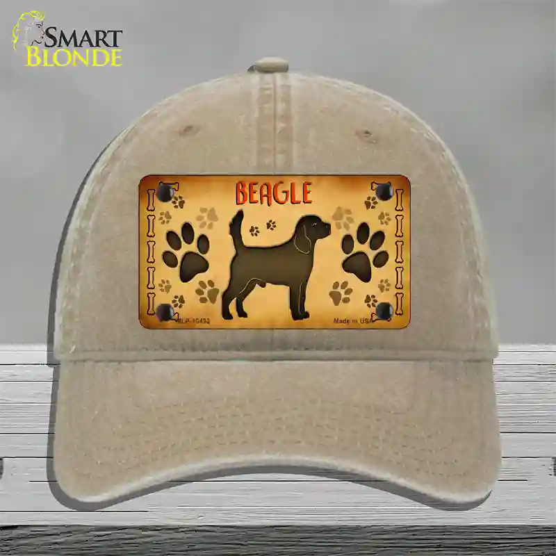 Beagle Novelty License Plate Hat Unconstructed Cotton / Khaki