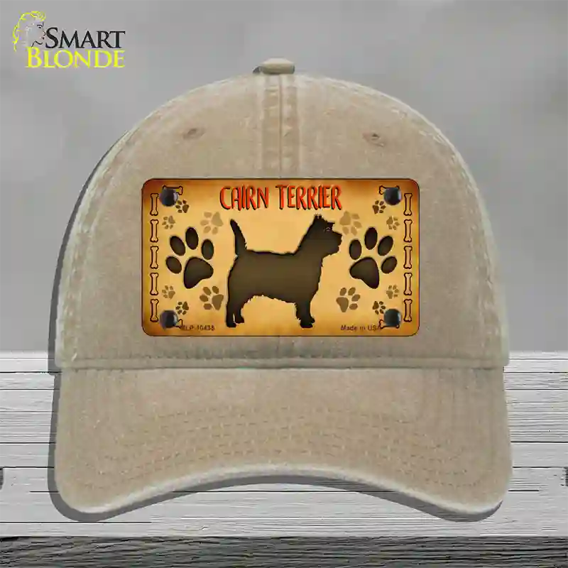 Cairn Terrier Novelty License Plate Hat Unconstructed Cotton / Khaki