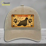 Cocker Spaniel Novelty License Plate Hat Unconstructed Cotton / Khaki