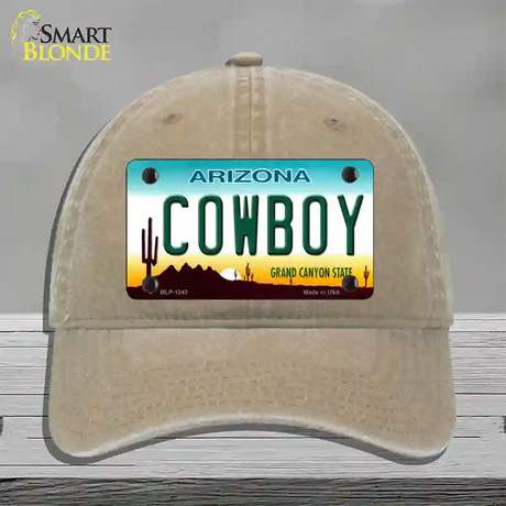 Cowboy Arizona Novelty License Plate Hat Unconstructed Cotton / Khaki