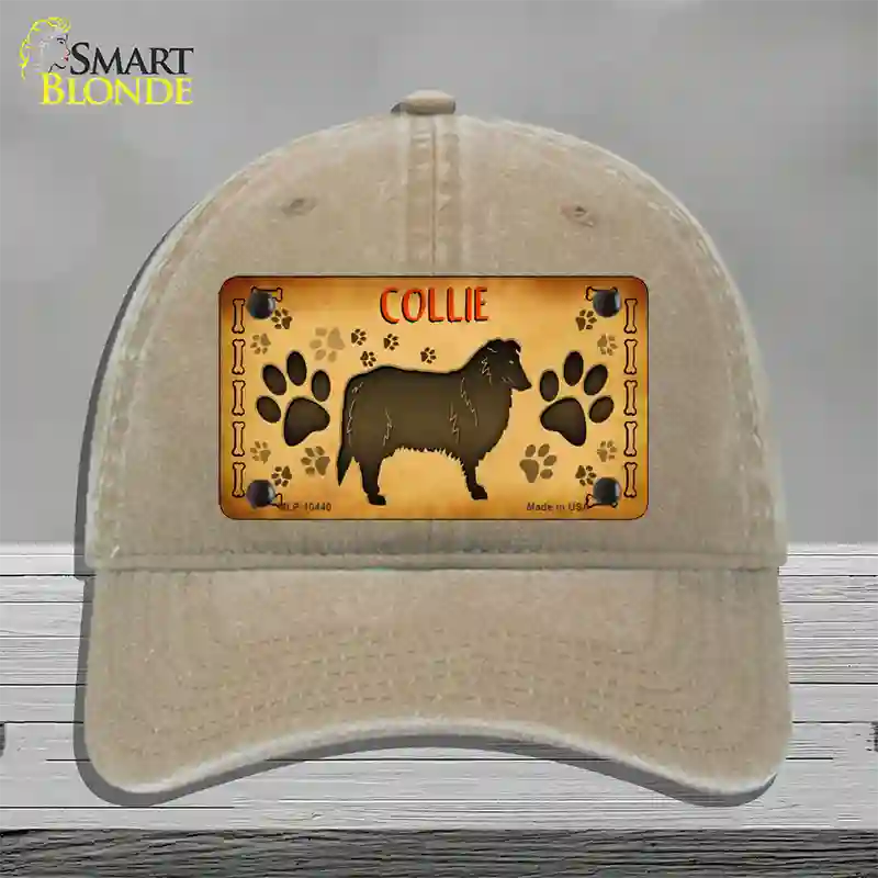 Collie Novelty License Plate Hat Unconstructed Cotton / Khaki