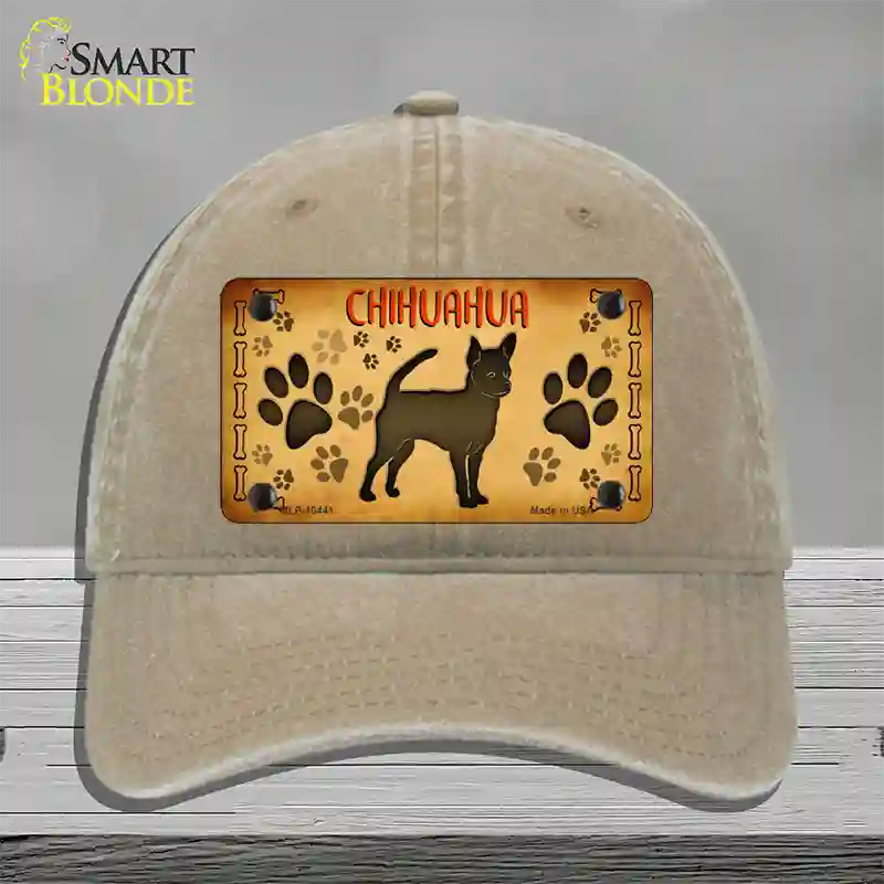 Chihuahua Novelty License Plate Hat Unconstructed Cotton / Khaki