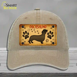 Dachshund Novelty License Plate Hat Unconstructed Cotton / Khaki