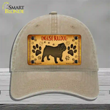 English Bulldog Novelty License Plate Hat Unconstructed Cotton / Khaki