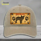 French Bulldog Novelty License Plate Hat Unconstructed Cotton / Khaki