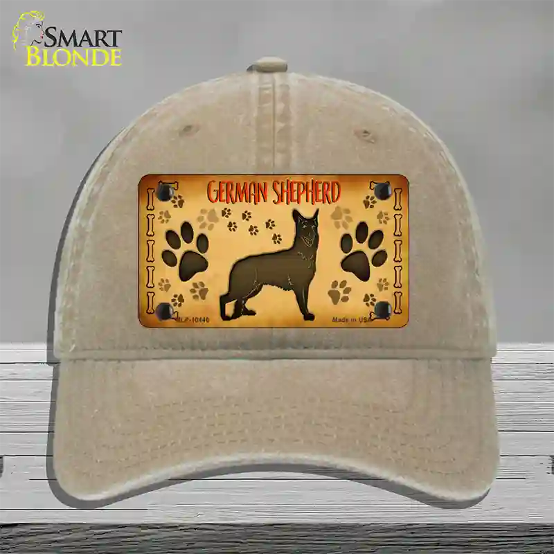 German Shepherd Novelty License Plate Hat Unconstructed Cotton / Khaki